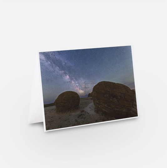 Greeting Cards Single card - Milky Way over Red Rock Coulee Natural Preserve