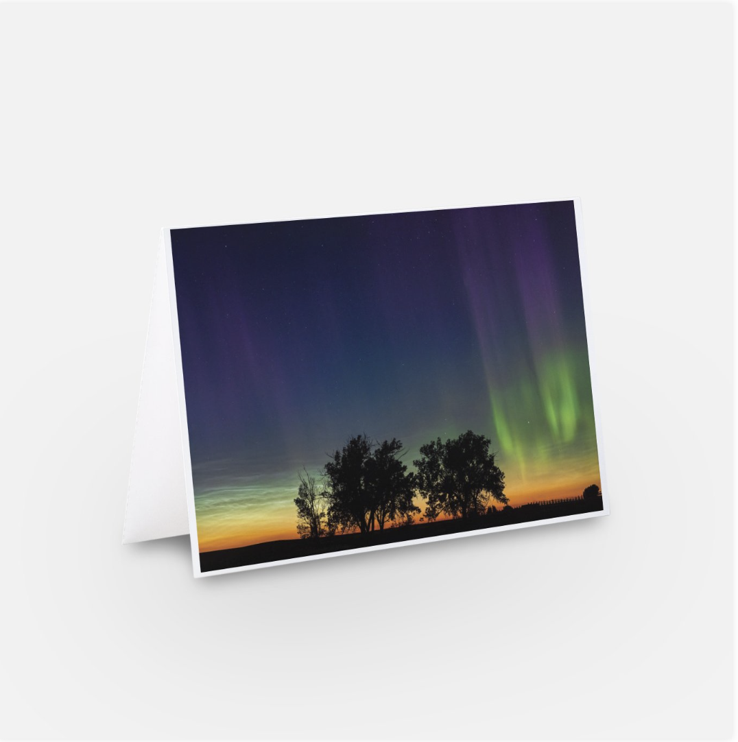 Greeting Cards Single card - Aurora and Noctilucent Clouds