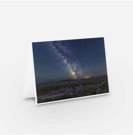 Greeting Cards Single card - Milky Way over Writing-on-Stone Provincial Park