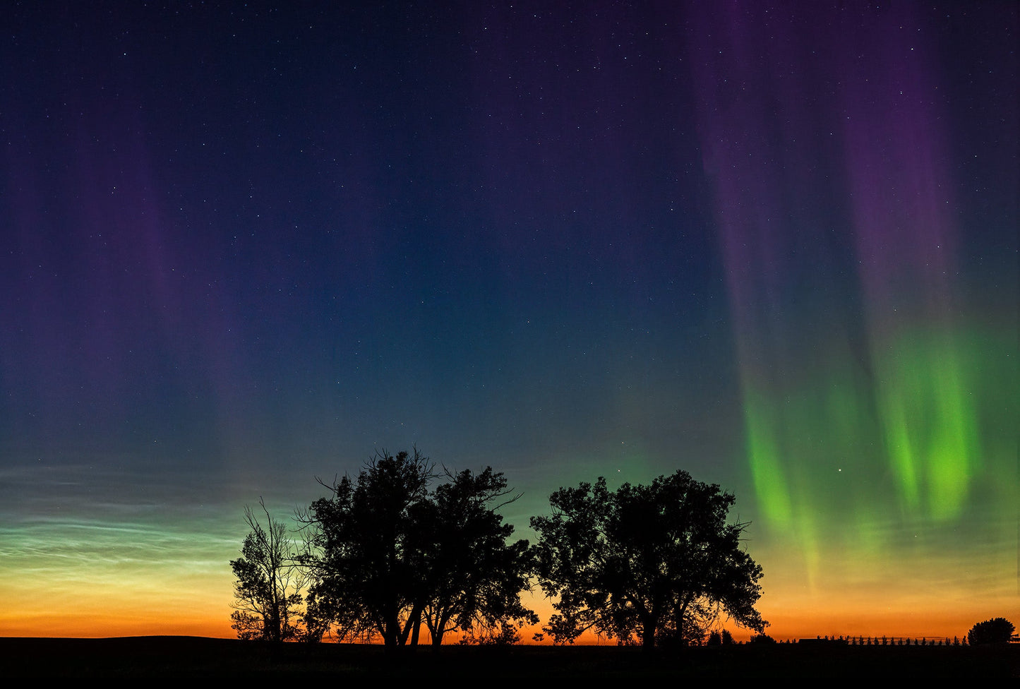 Greeting Cards Single card - Aurora and Noctilucent Clouds